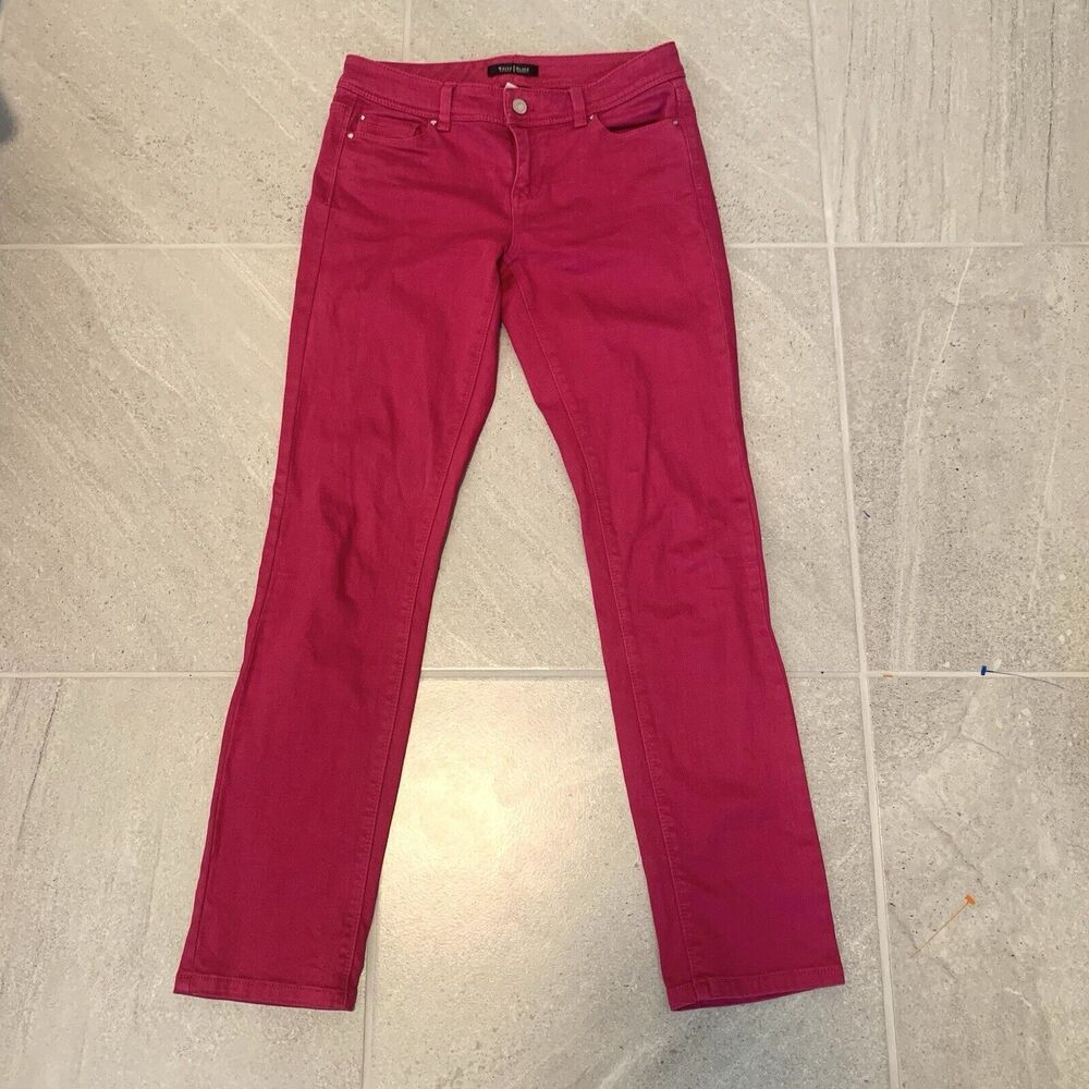 WHITE HOUSE BLACK MARKET Slim Leg ANKLE Fuschia Red/pink Jeans I Size 2R